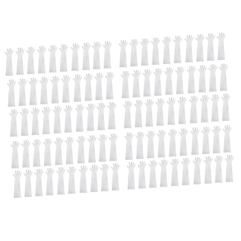 100 Pieces Long Arm Length Disposable Pond Aquarium Veterinary Gloves Clear