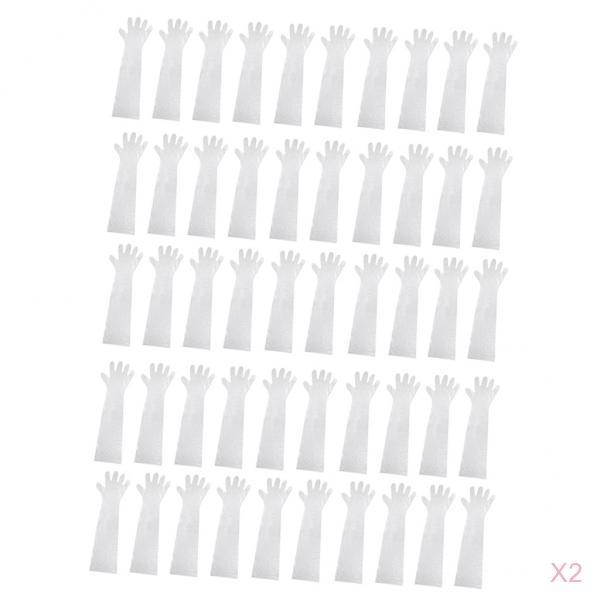 100 Pieces Long Arm Length Disposable Pond Aquarium Veterinary Gloves Clear
