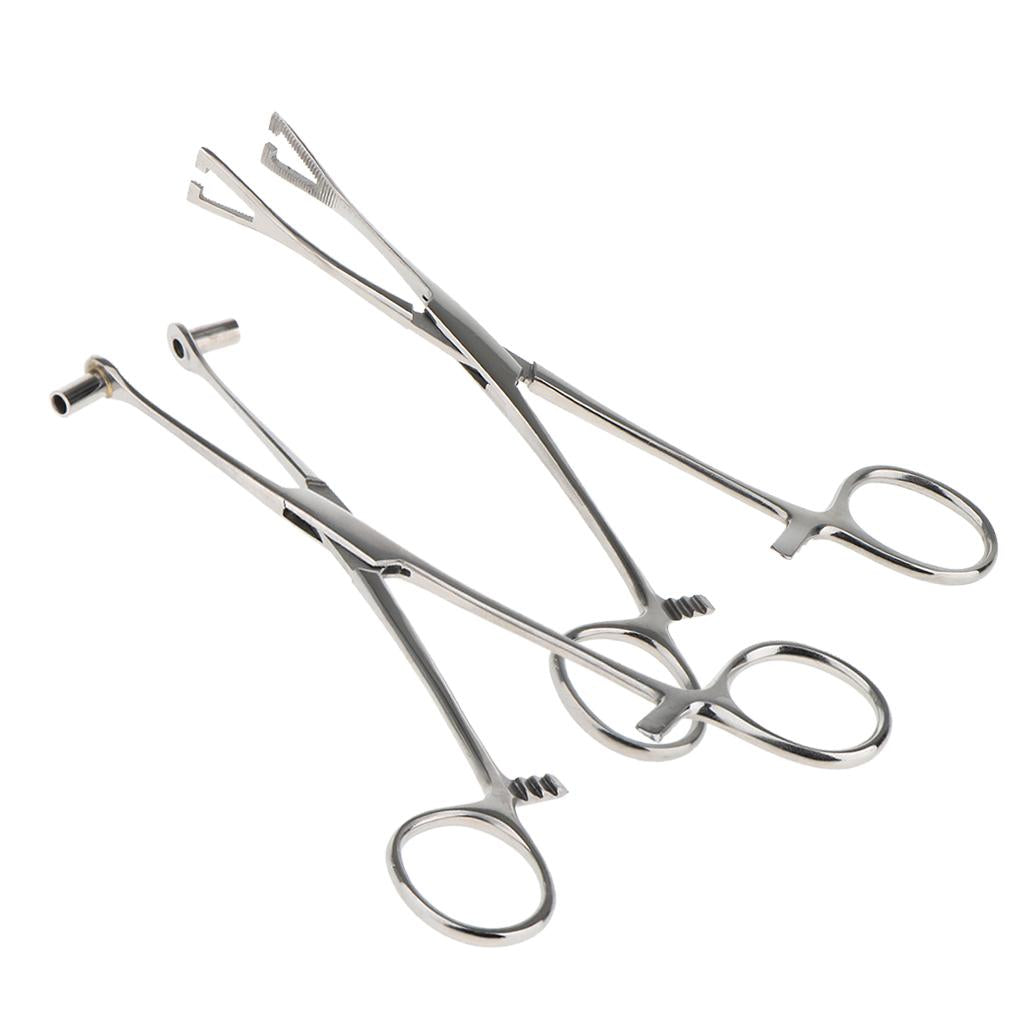 2 Pieces 6 Stainless Steel Slotted Triangle Forceps Body Piercing Clamp"