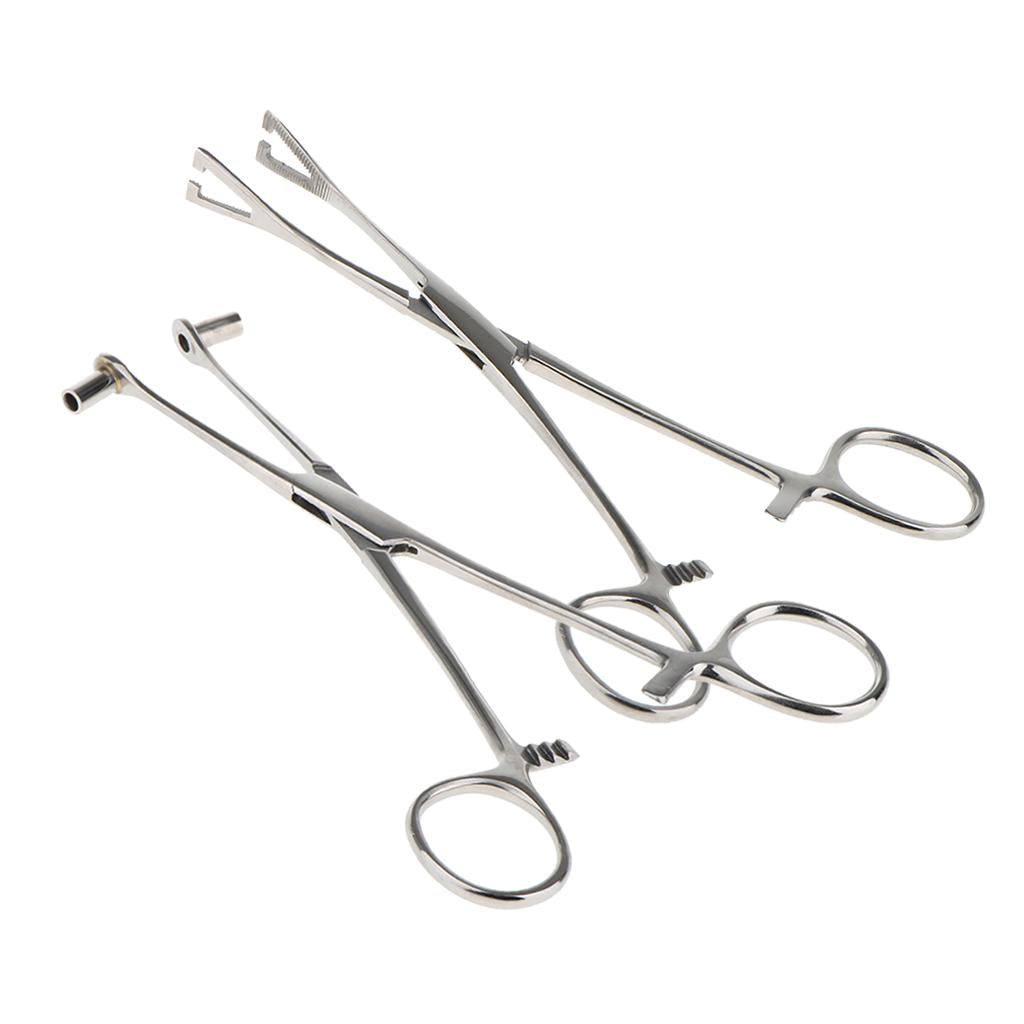 2 Pieces 6 Stainless Steel Slotted Triangle Forceps Body Piercing Clamp"