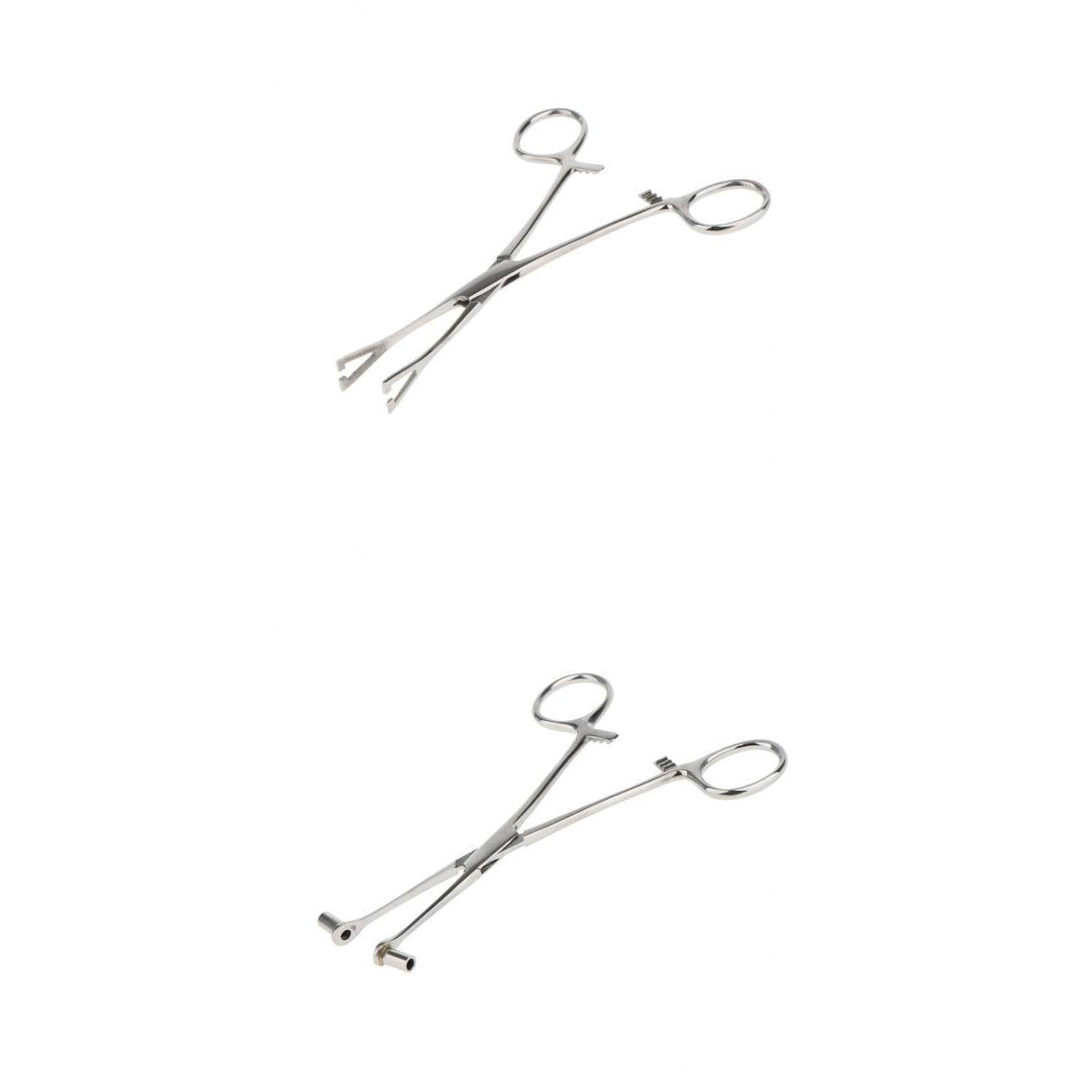 2 Pieces 6 Stainless Steel Slotted Triangle Forceps Body Piercing Clamp"
