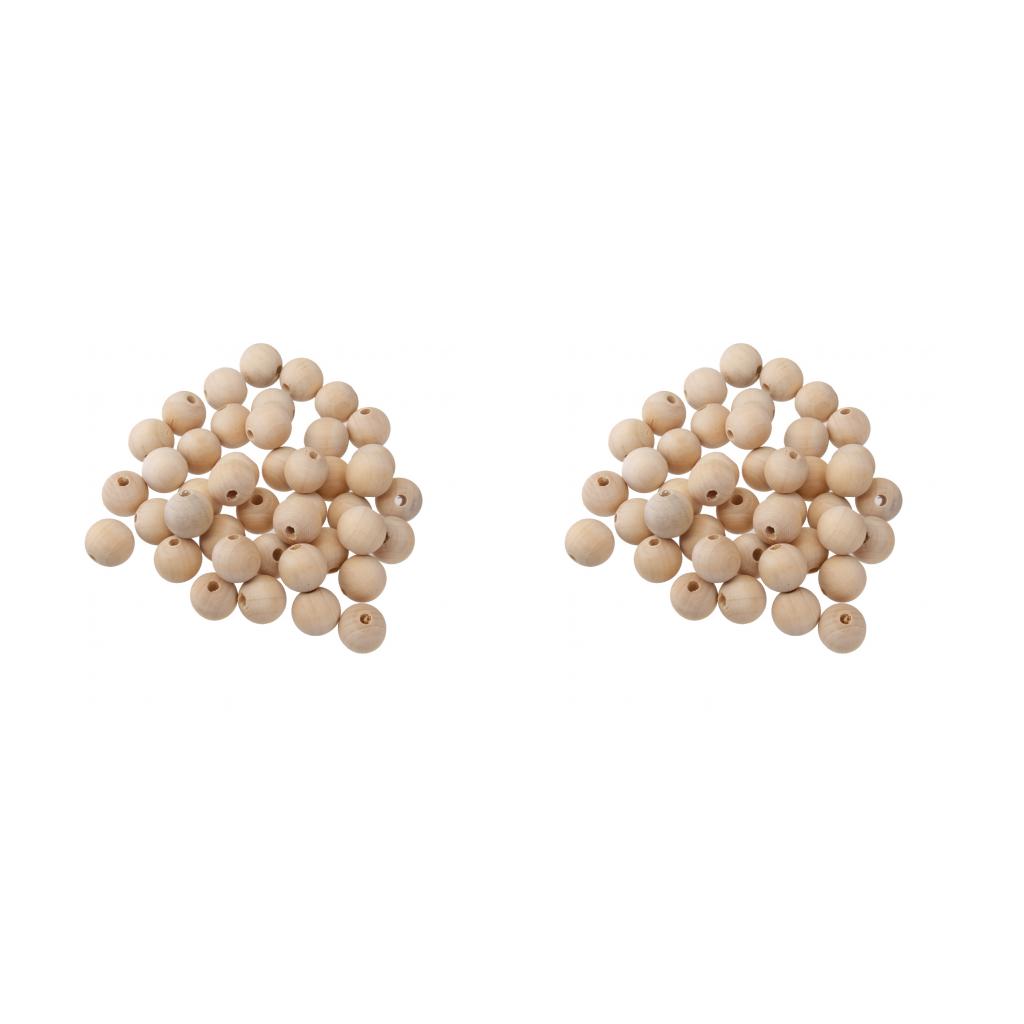 100pcs Natural Unfinished Wood Beads Baby Teething Round Ball Bead DIY Craft