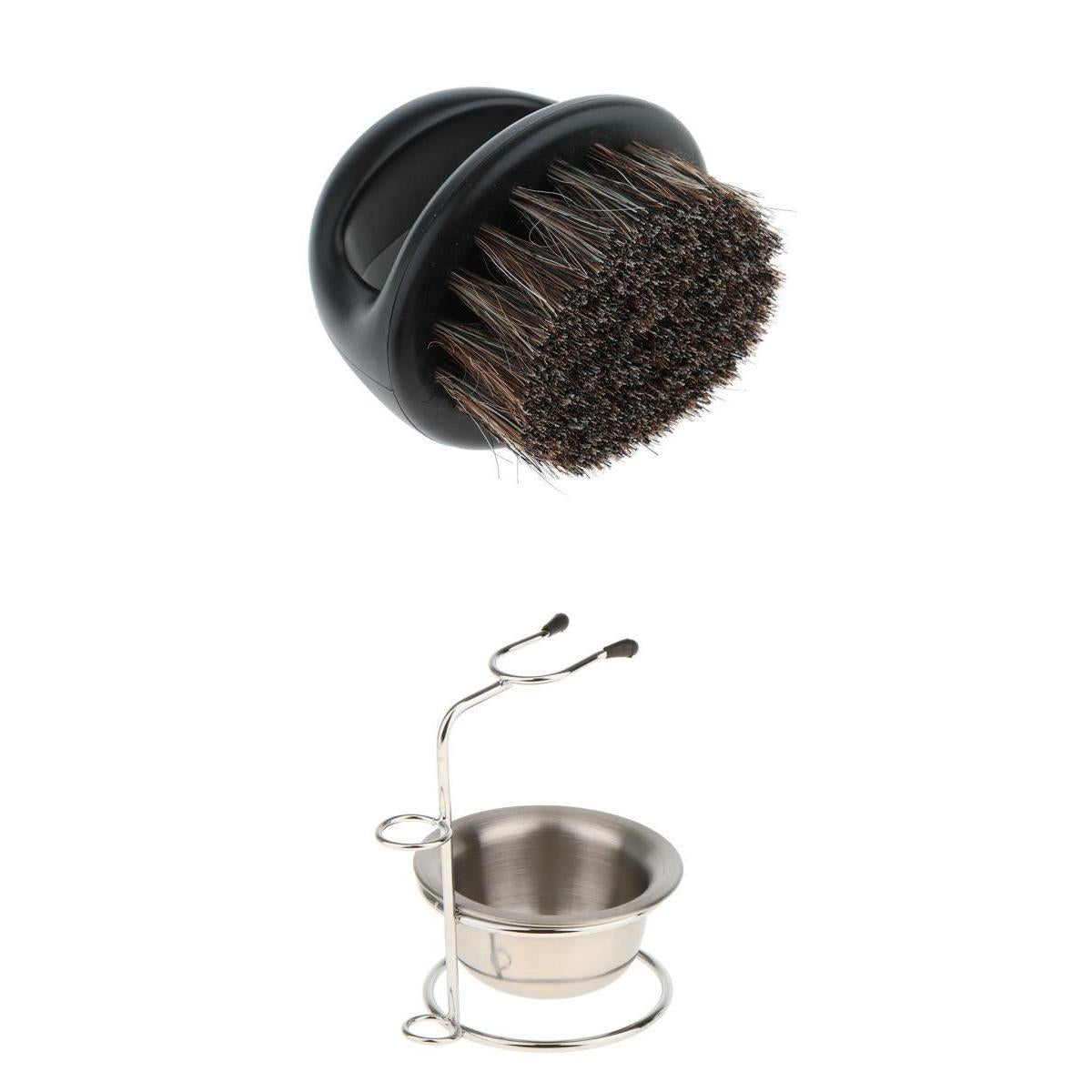 Alloy Shaving Brush Razor Stand Holder Stainless Mug Bowl Bristle Brush Set