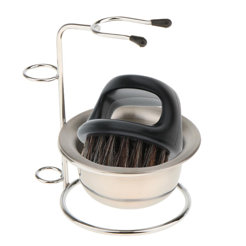 Alloy Shaving Brush Razor Stand Holder Stainless Mug Bowl Bristle Brush Set