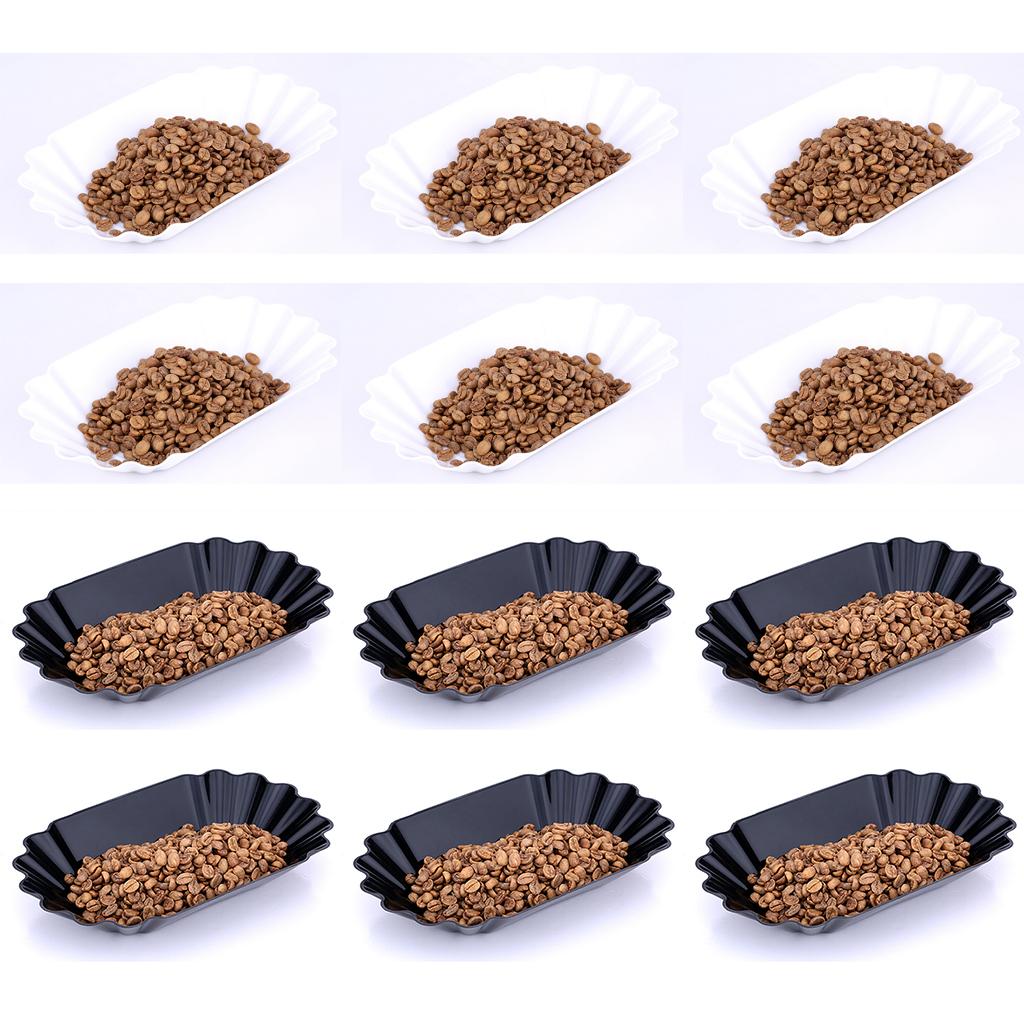 12 piece Coffee Bean Display Tray Snack Serving Tray Oval Tray Black & White