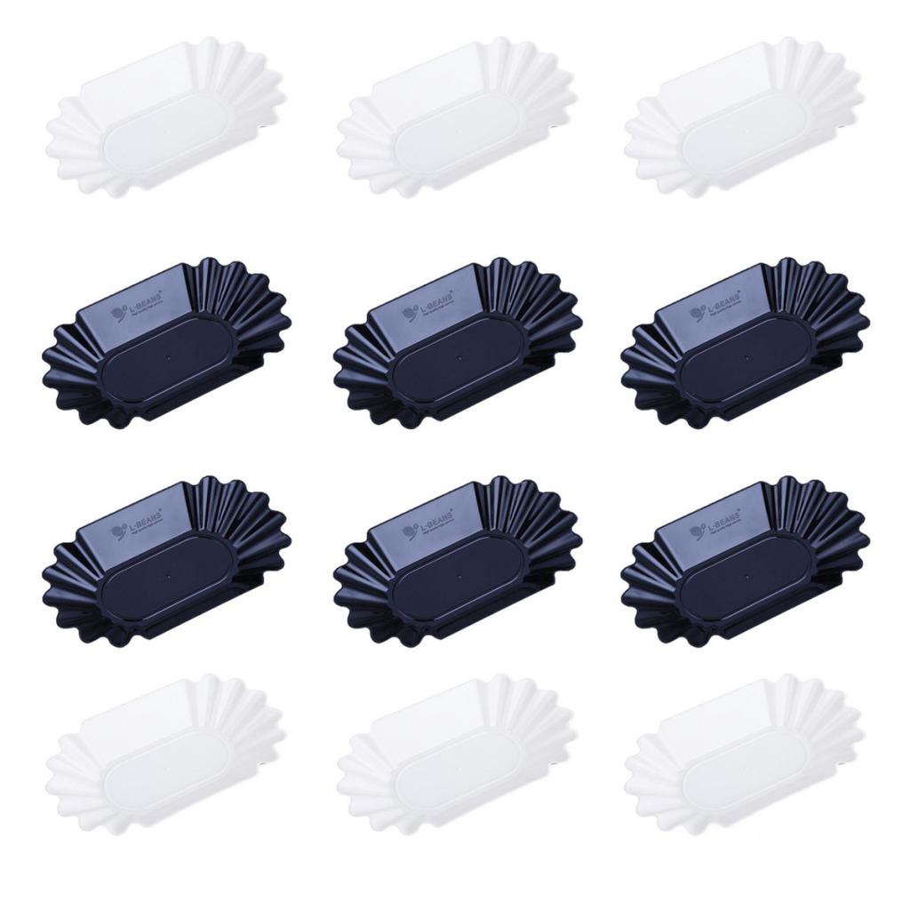 12 piece Coffee Bean Display Tray Snack Serving Tray Oval Tray Black & White