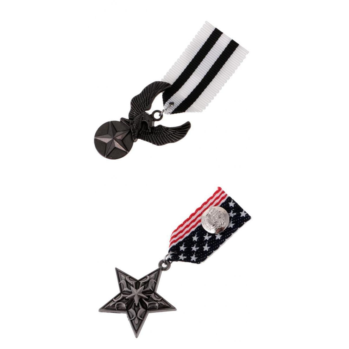 2 Pieces Military Uniform Medal Star Soaring Eagle Brooch Punk Gothic Brooch