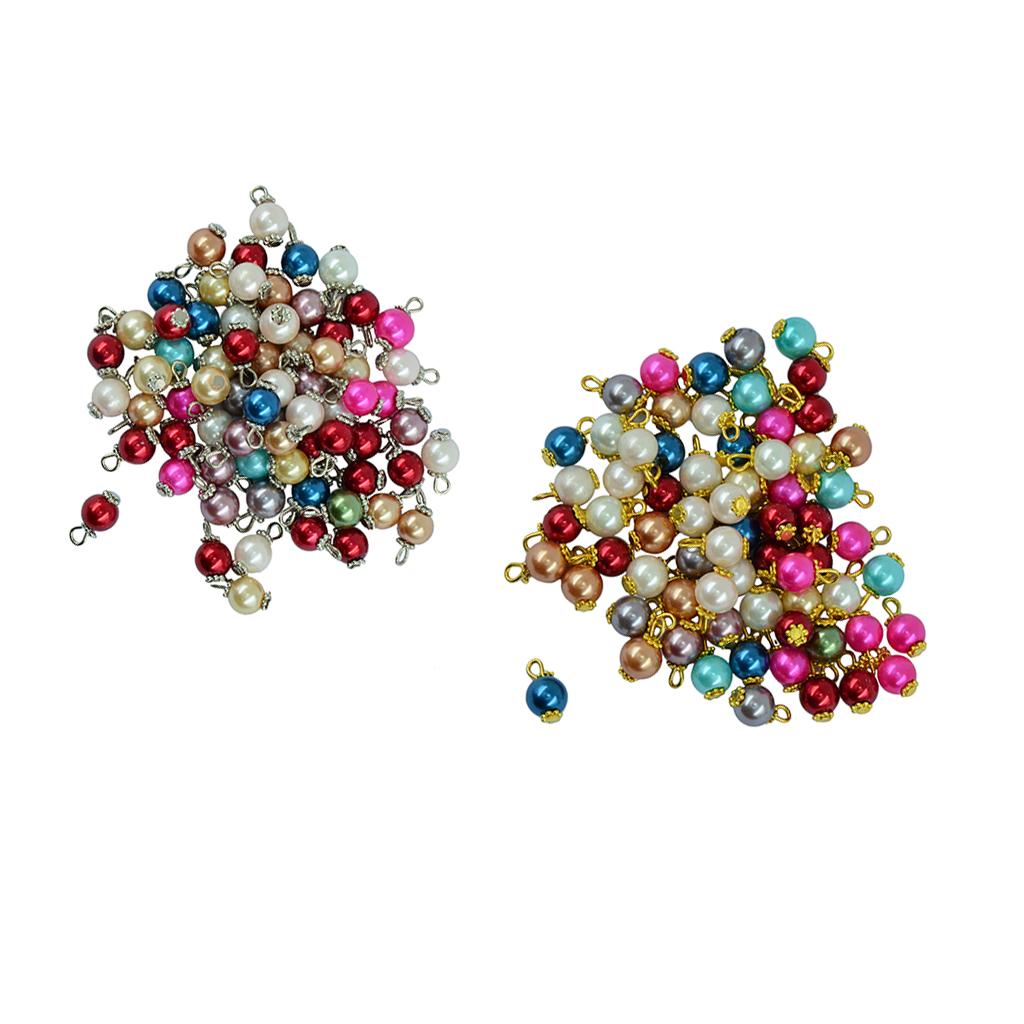 100 Pieces Colorful Glass Pearl Flat Daisy Charms Pendant Jewelry DIY Crafts