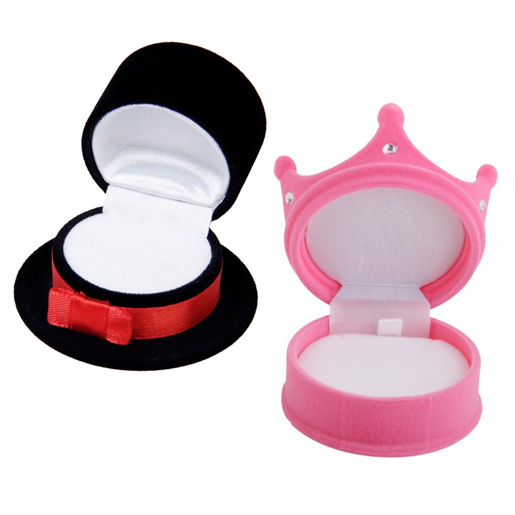 2 Pieces Velvet Ring Jewelry Display Storage Box Case Holder Organizer
