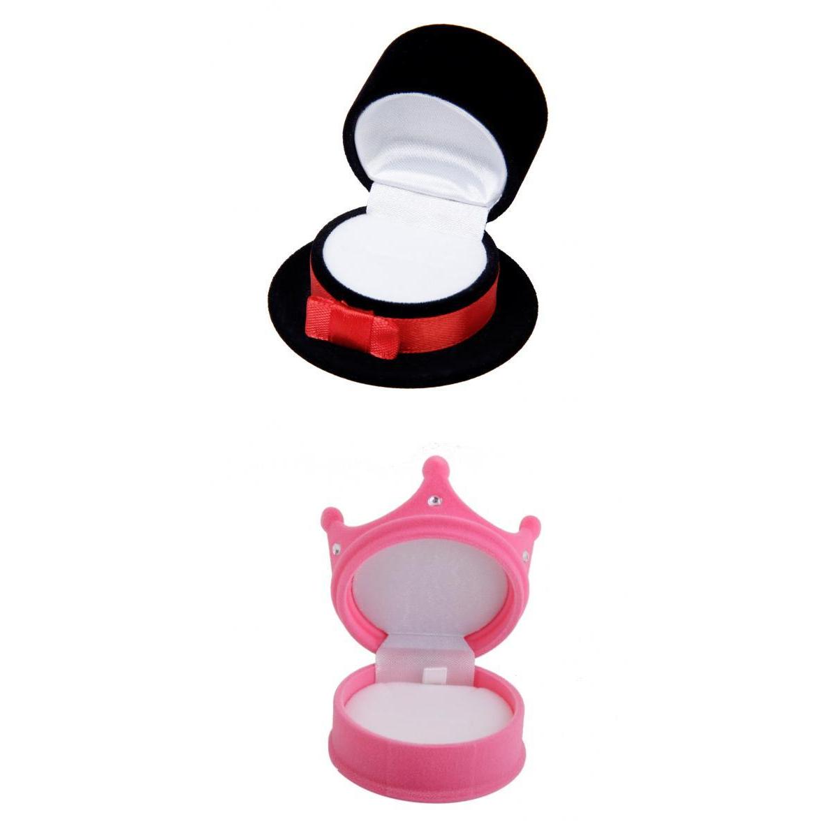 2 Pieces Velvet Ring Jewelry Display Storage Box Case Holder Organizer