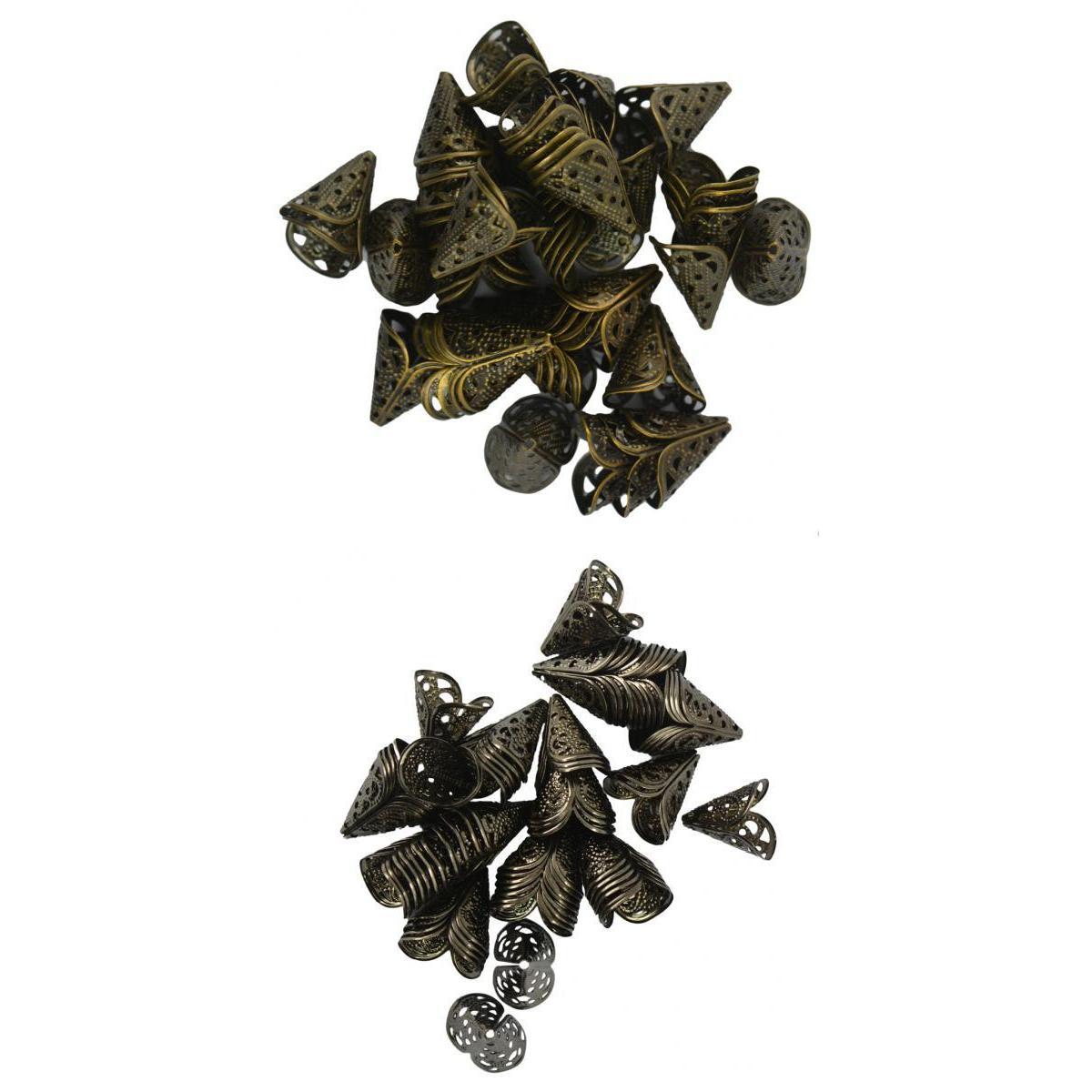 100 Pieces 16mm Filigree Hollow Cone Bead Caps DIY Makings Findings Craft