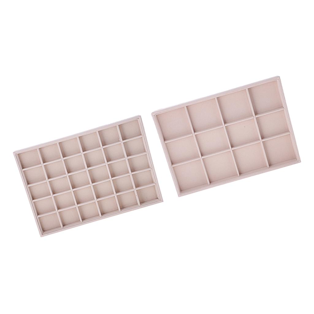 2 Pieces 30/12 Grids Ring Jewelry Display Organizer Box Tray Showcase Holder