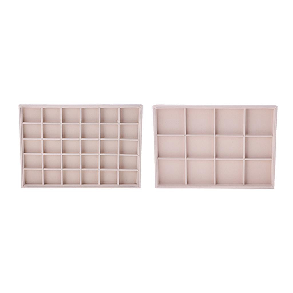 2 Pieces 30/12 Grids Ring Jewelry Display Organizer Box Tray Showcase Holder