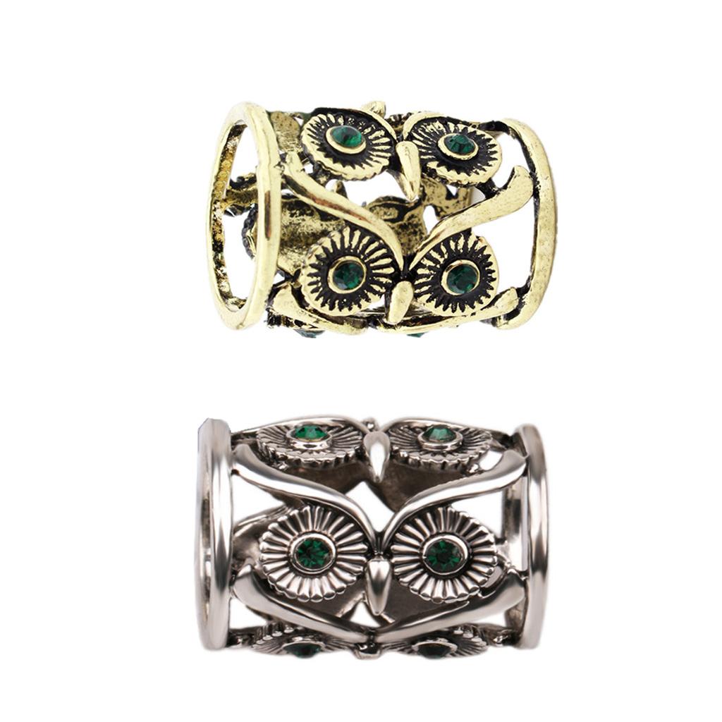 2pcs Vintage Owl Scarf Ring Buckle Brooch Holder Silk Scarf Clip Slide Tube