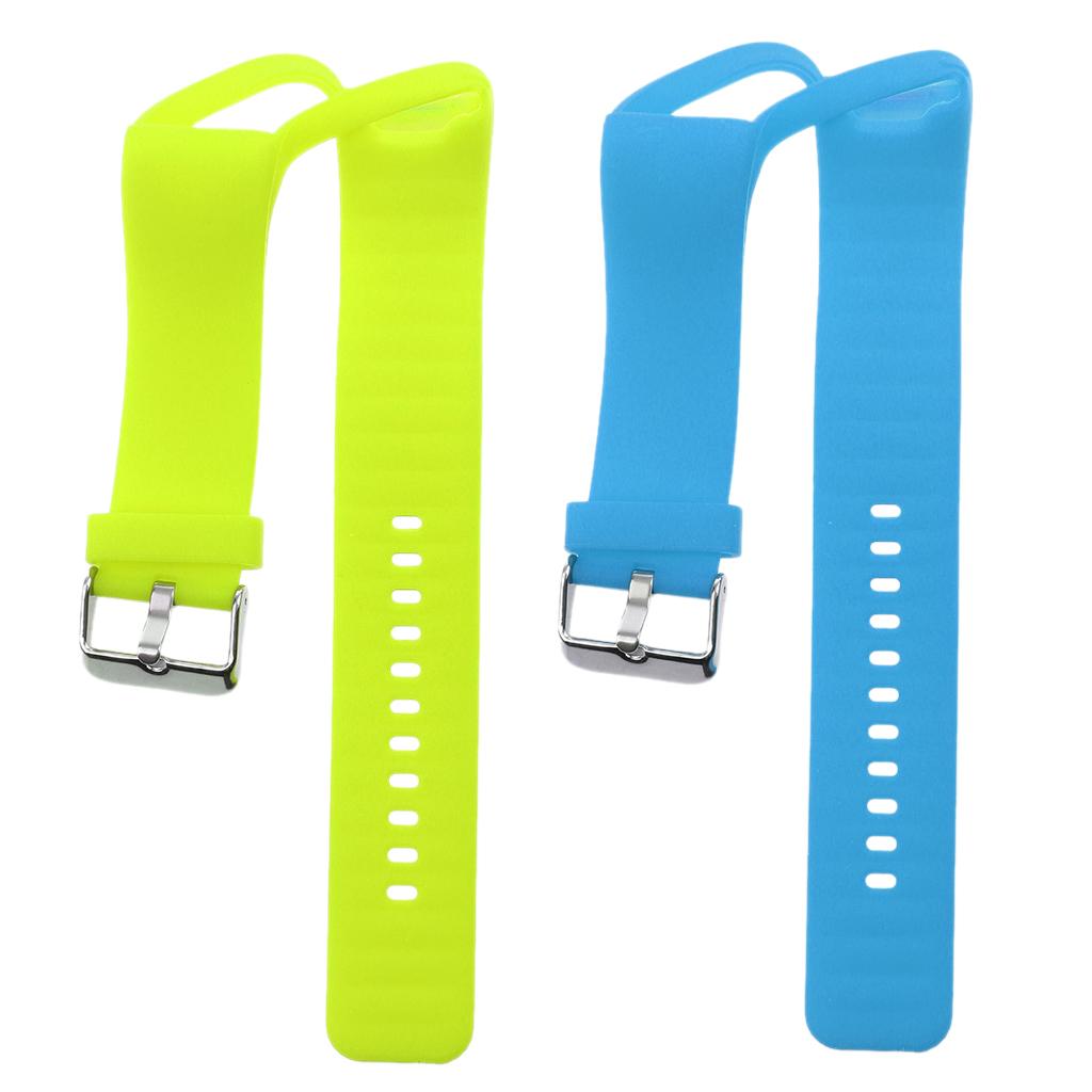 2 Pieces Silicone Wrist Band Replace Strap for Polar A360 Watch Lime +Blue