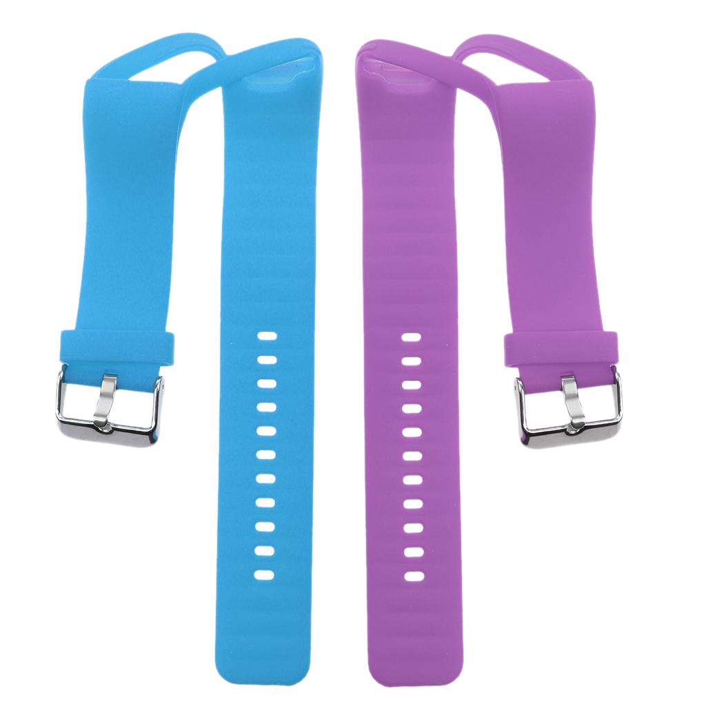 2 Pieces Silicone Wrist Band Replace Strap for Polar A360 Watch Purple+Blue