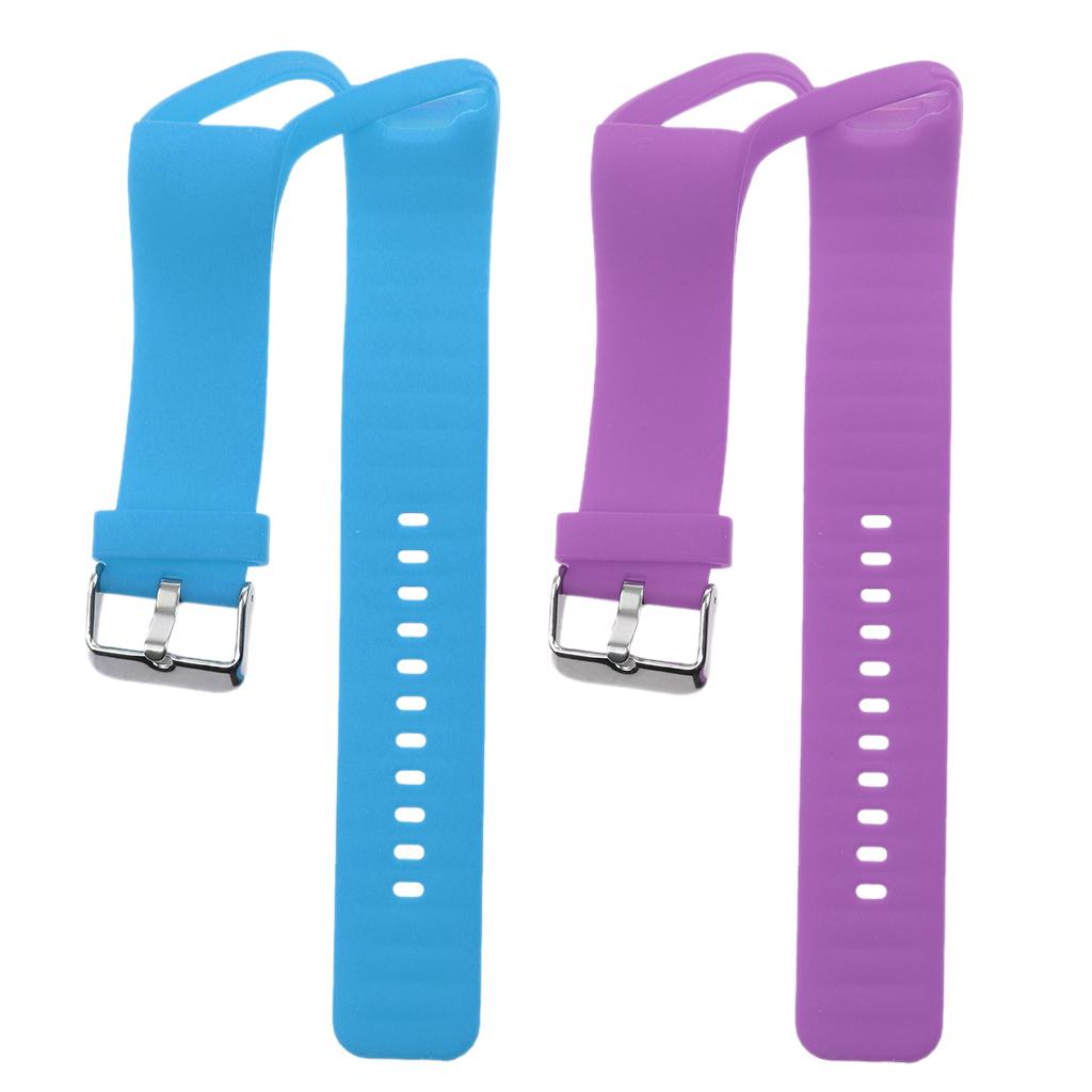 2 Pieces Silicone Wrist Band Replace Strap for Polar A360 Watch Purple+Blue
