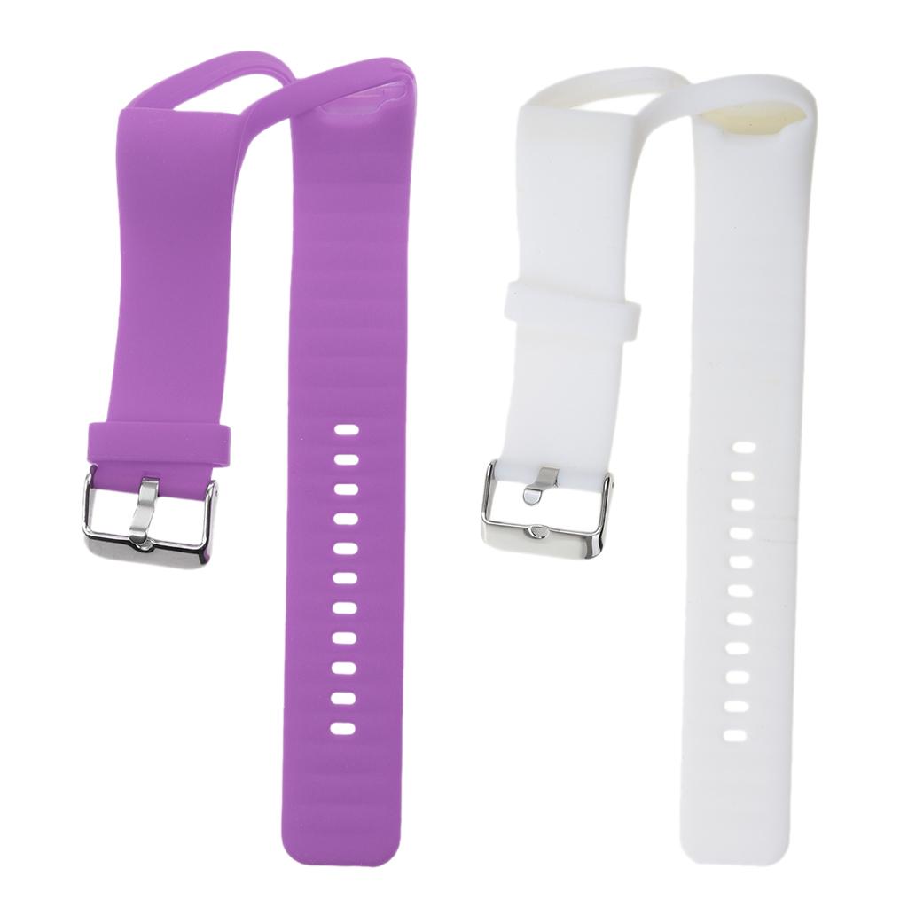 2 Pieces Silicone Wrist Band Replace Strap for Polar A360 Watch Purple+White
