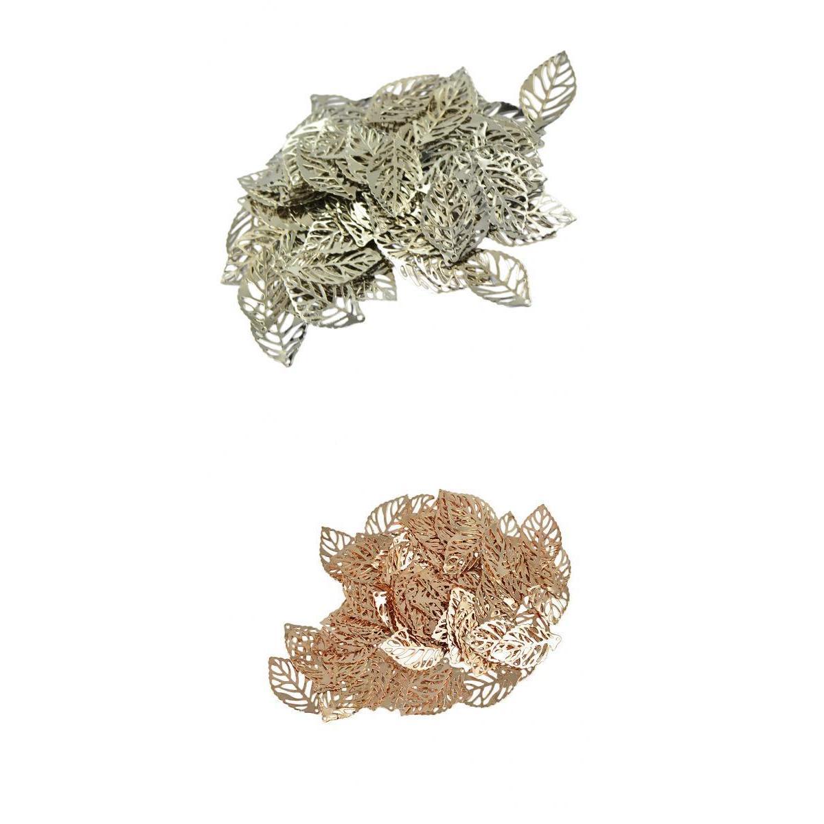 200pcs Tree Leaves Charm Pendants Jewelry Making Home Decor Rose Gold Silver