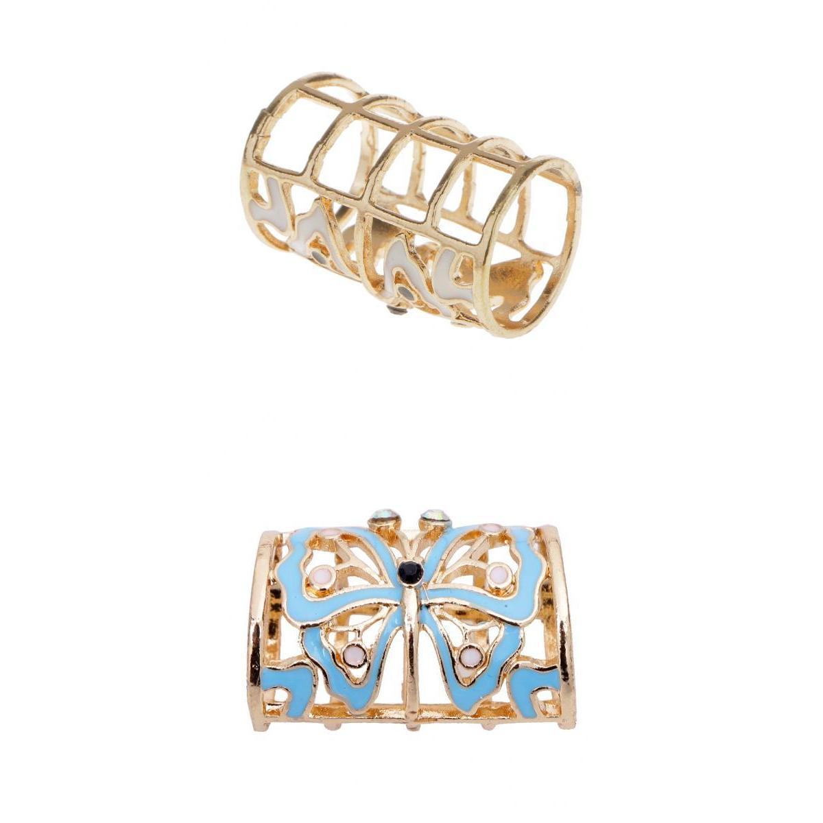 2pcs Vintage Butterfly Scarf Buckle Ring Scarf Clip Slide Tube Scarf Jewelry