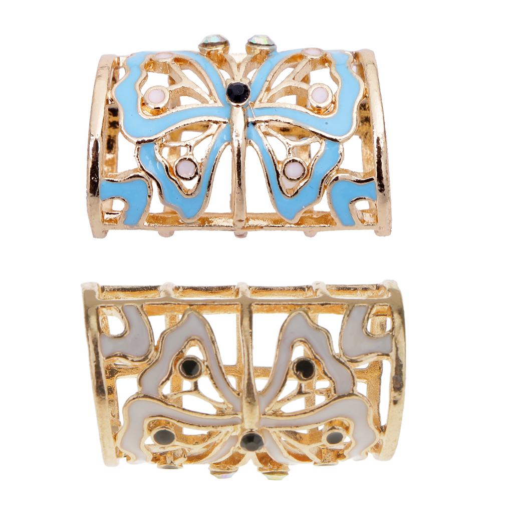 2pcs Vintage Butterfly Scarf Buckle Ring Scarf Clip Slide Tube Scarf Jewelry