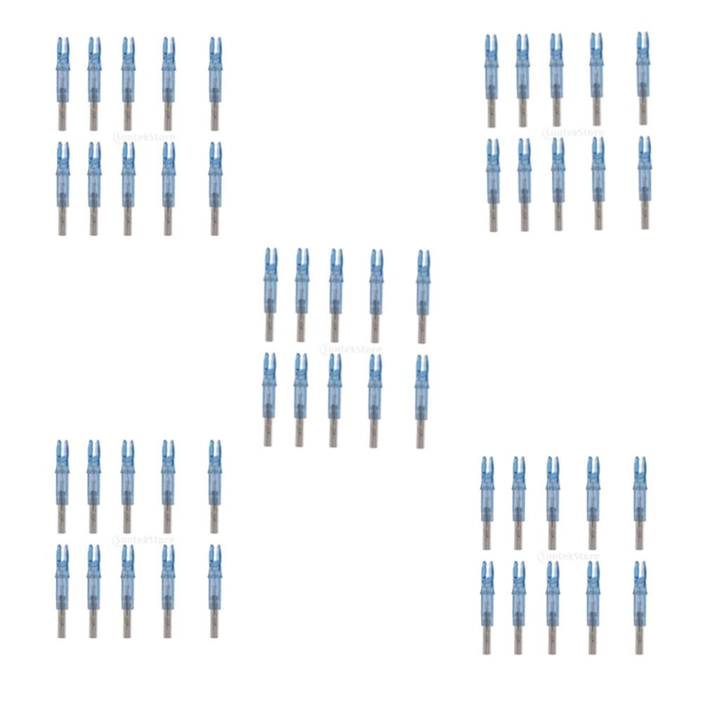 50Pcs Archery Luminous Lighted Nock Tail Arrow Nocks for 6.2mm Shaft Blue