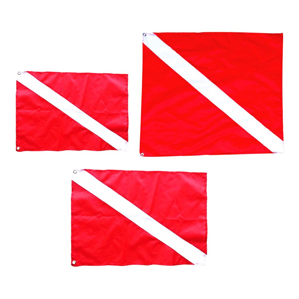 3 Pieces Sizes Nylon Diver-Down Boat Flag Red & White Scuba Dive Flag Marker