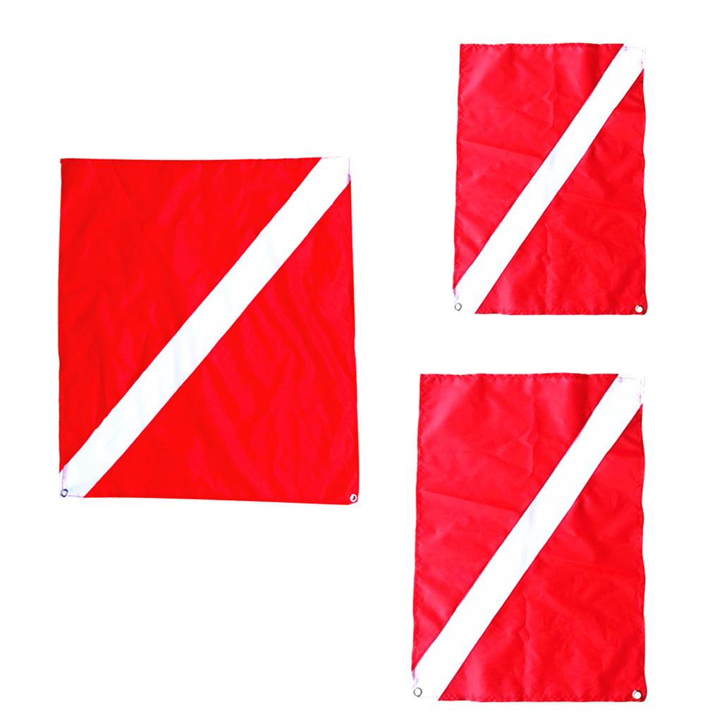 3 Pieces Sizes Nylon Diver-Down Boat Flag Red & White Scuba Dive Flag Marker