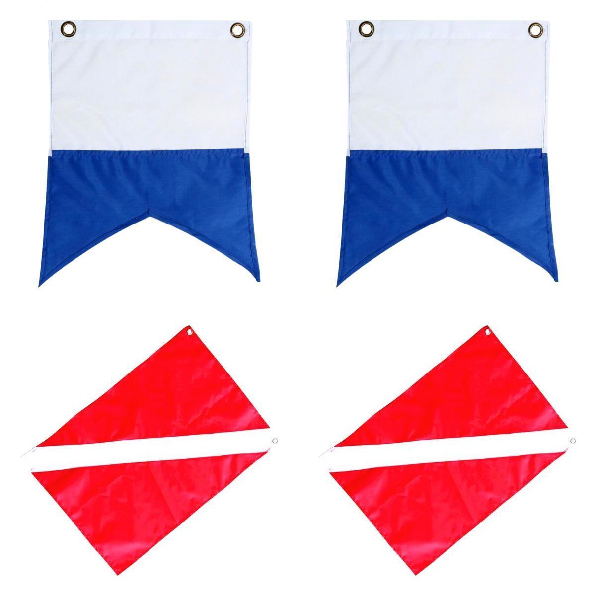 4 Pieces Nylon Diver-Down Boat Flag, Scuba Dive Flag Marker Banner Red Blue