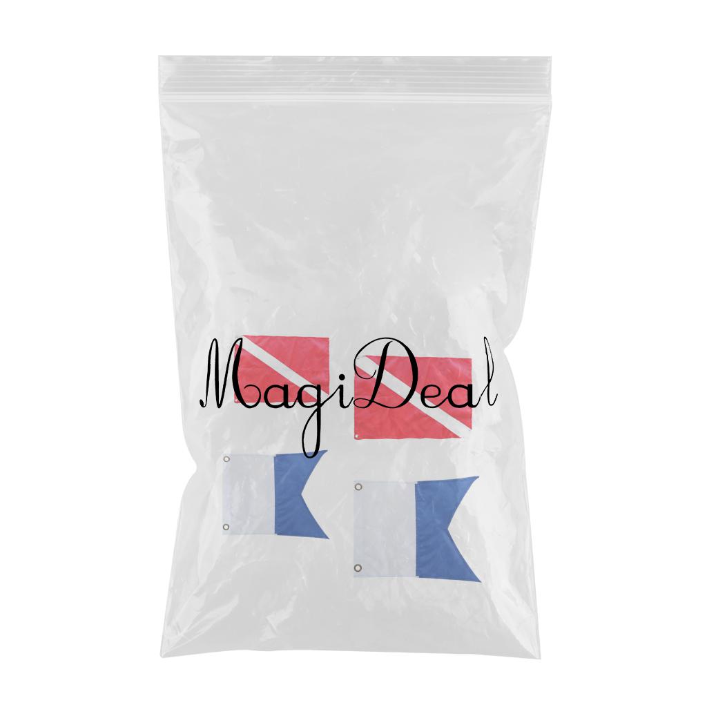4 Pieces Nylon Diver-Down Boat Flag, Scuba Dive Flag Marker Banner Red Blue