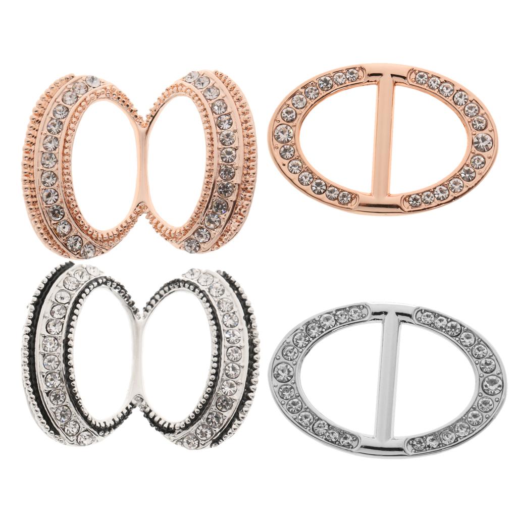 4 Pieces Rhinestone Scarf Ring Silk Scarf Clip Buckle Slide Lady Jewelry
