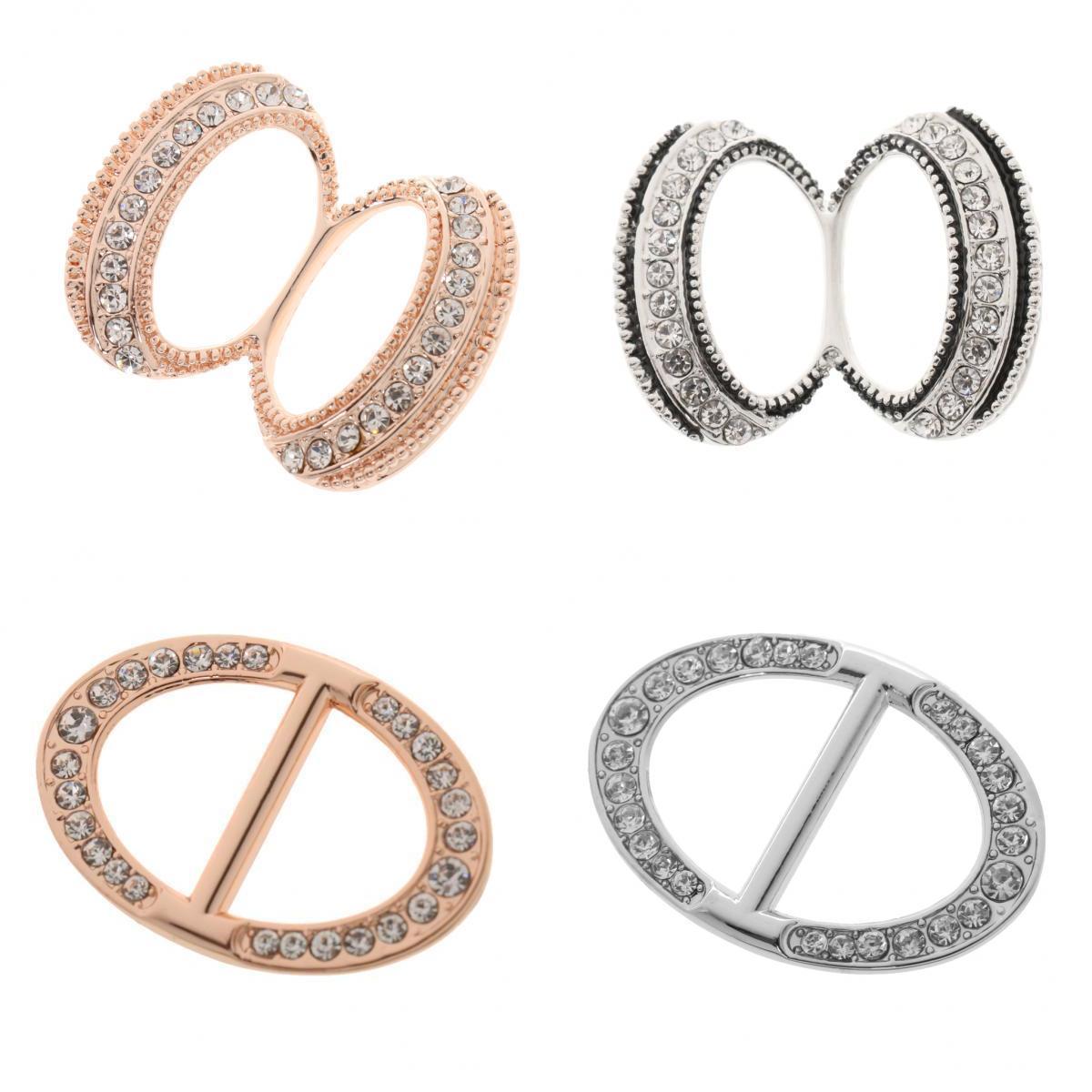 4 Pieces Rhinestone Scarf Ring Silk Scarf Clip Buckle Slide Lady Jewelry