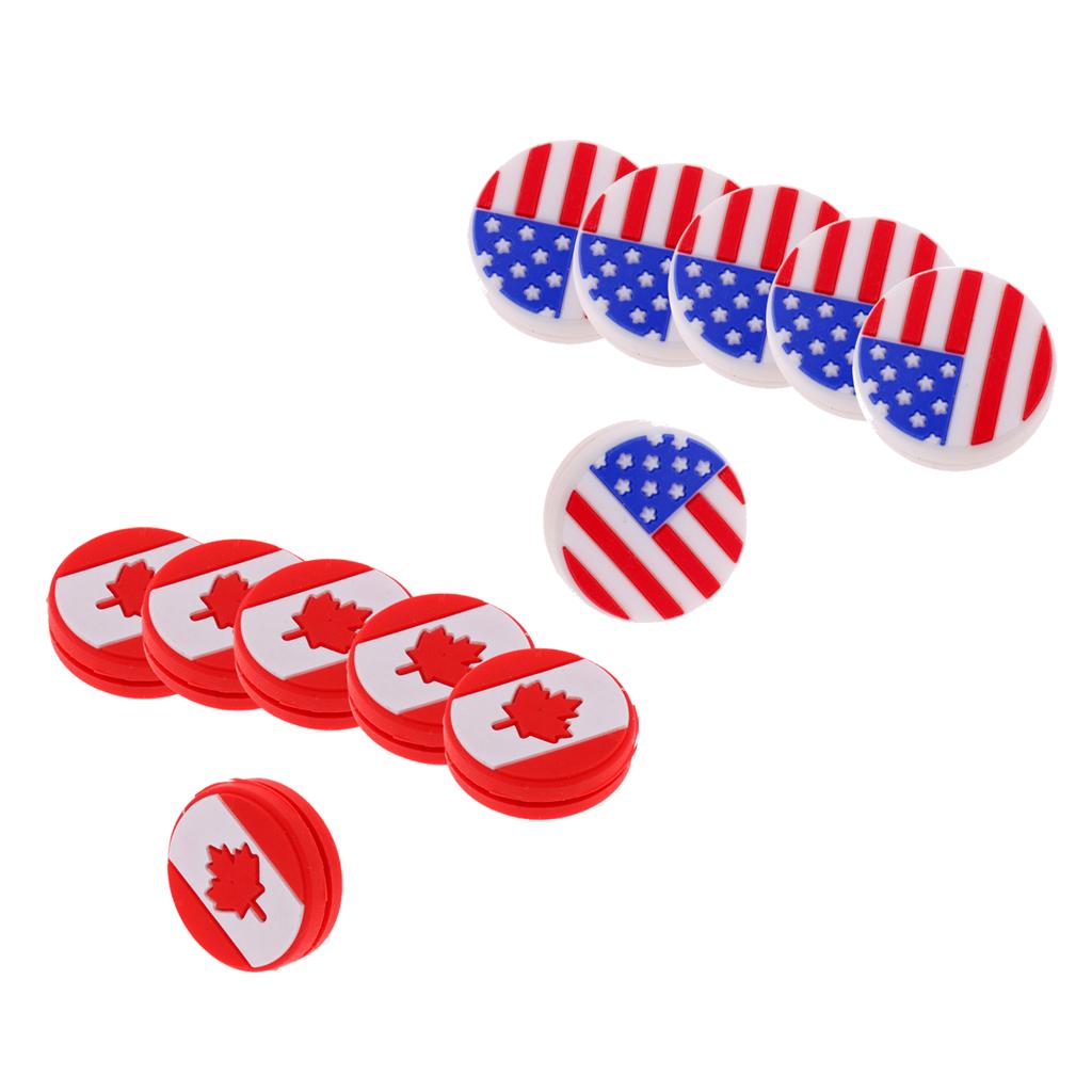 12 Pieces America & Canada Flag Silicone Tennis Racquet Vibration Dampener