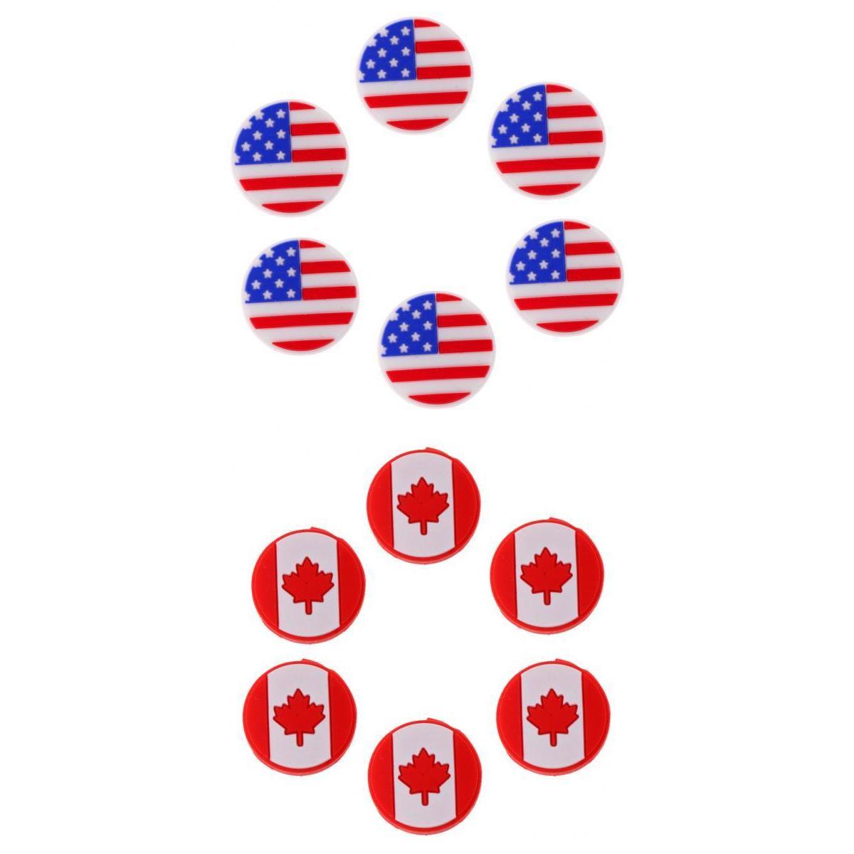 12 Pieces America & Canada Flag Silicone Tennis Racquet Vibration Dampener