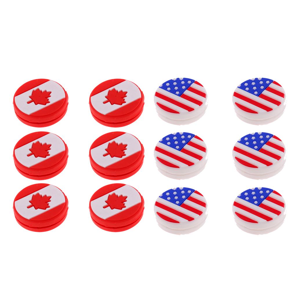 12 Pieces America & Canada Flag Silicone Tennis Racquet Vibration Dampener
