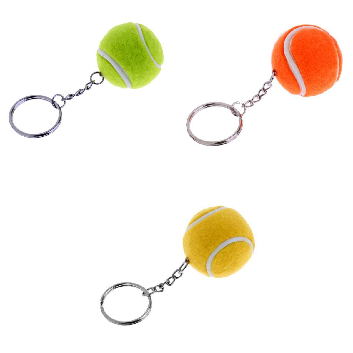 3 Pieces Novelty Mini Tennis Ball Key Chain Keychain Metal Key Ring Keyring