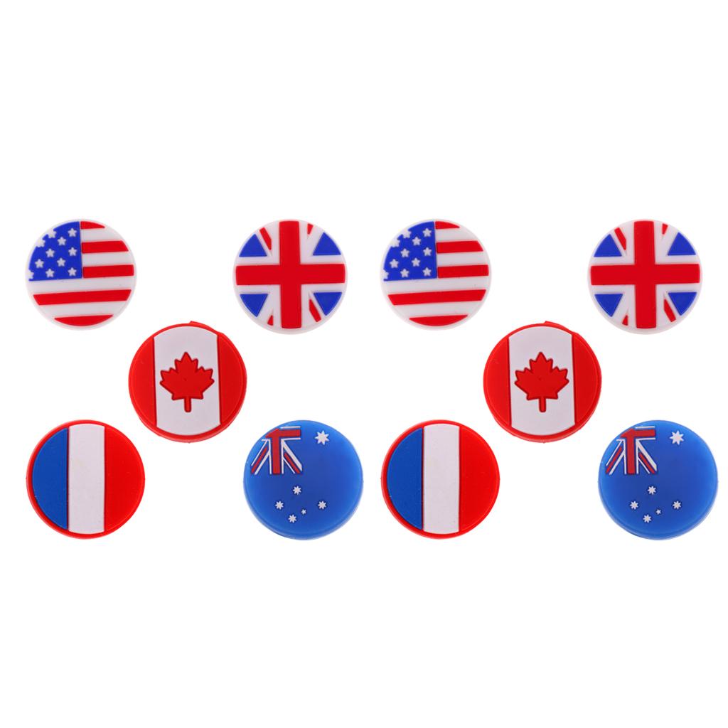 10 Pieces National Flag Silicone Tennis Vibration Dampener Shock Absorber