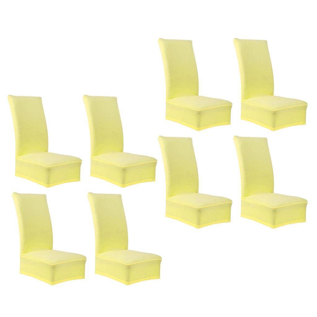 8 Pieces Solid Color Polyester Spandex Dining Room Chair Cover Slipcover