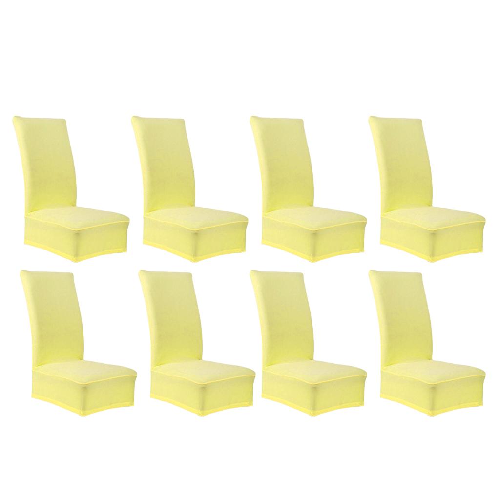 8 Pieces Solid Color Polyester Spandex Dining Room Chair Cover Slipcover