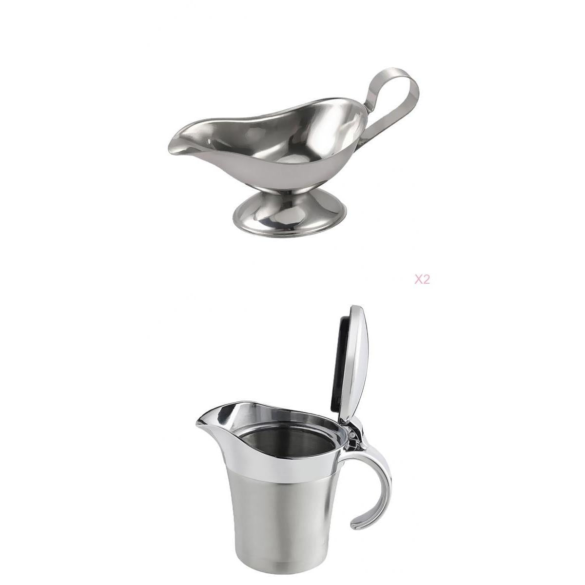 3 pieces Thermal Insulated Double Wall Gravy Sauce Boat Pot Serving Jug