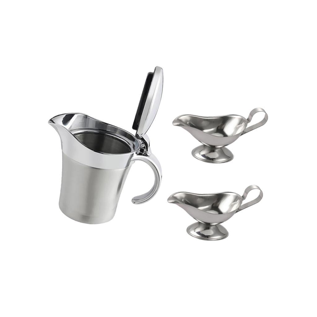 3 pieces Thermal Insulated Double Wall Gravy Sauce Boat Pot Serving Jug
