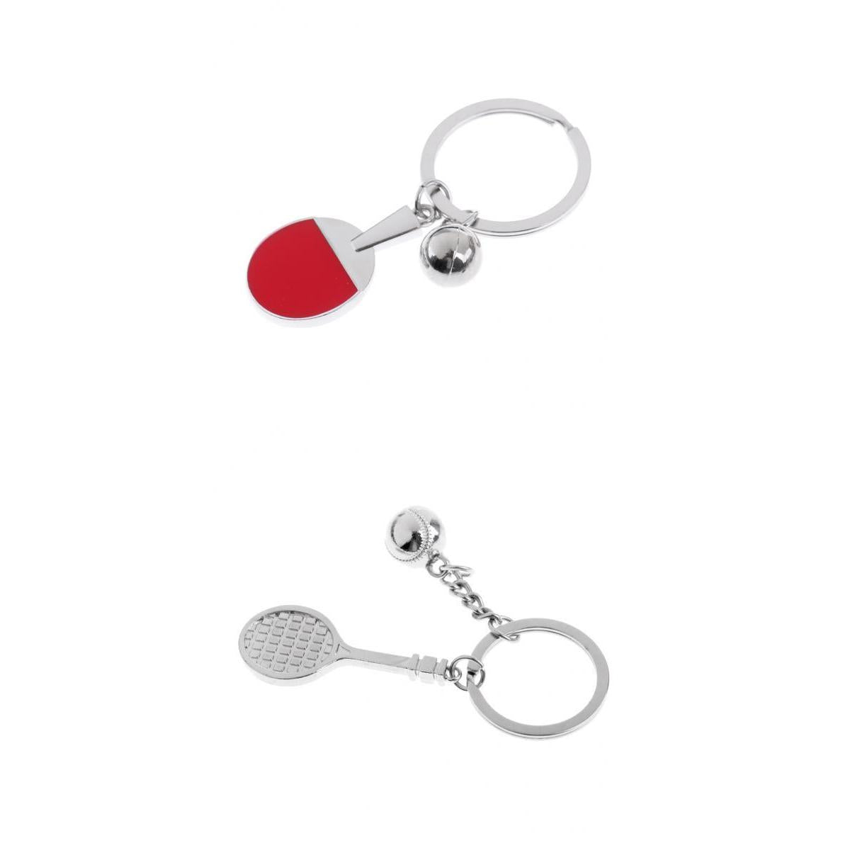 2 Pieces Alloy Tennis Table Tennis Racket Keychain Keyring Bag Decor Gift