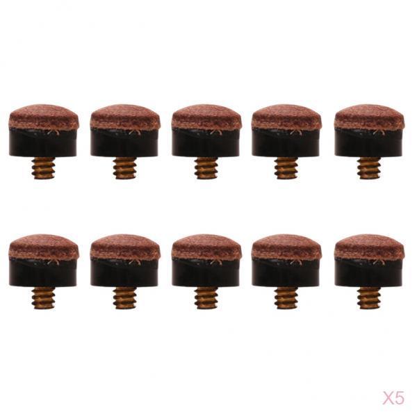50 Pieces/Pack 12mm Billiards Screw-On Replacement Repair Pool Cue Tips