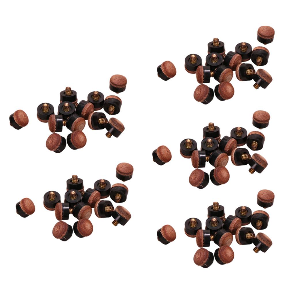 50 Pieces/Pack 12mm Billiards Screw-On Replacement Repair Pool Cue Tips