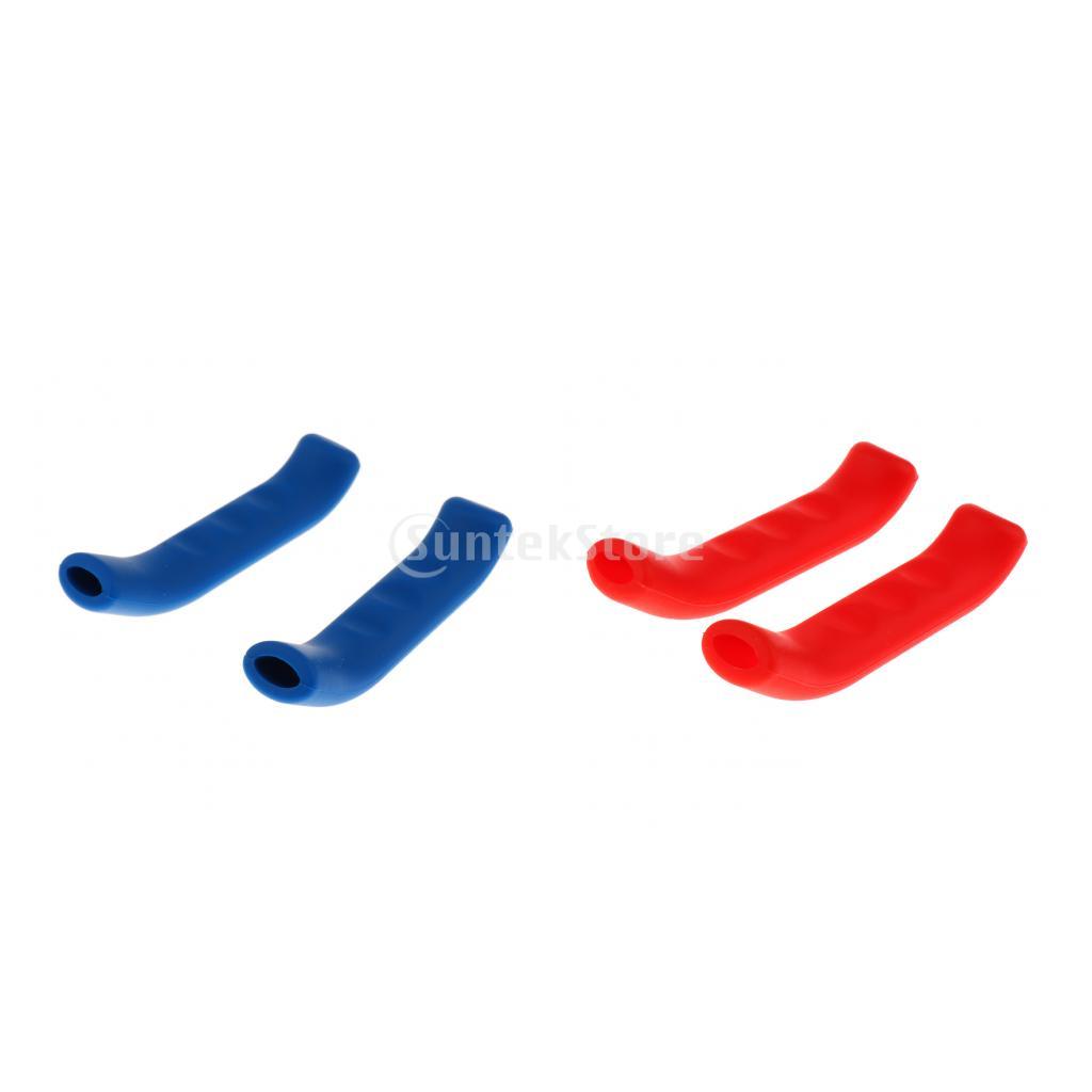 2 Pair Bike Brake Lever Cover Handlebar Grip Protector Brake Sleeve Red Blue