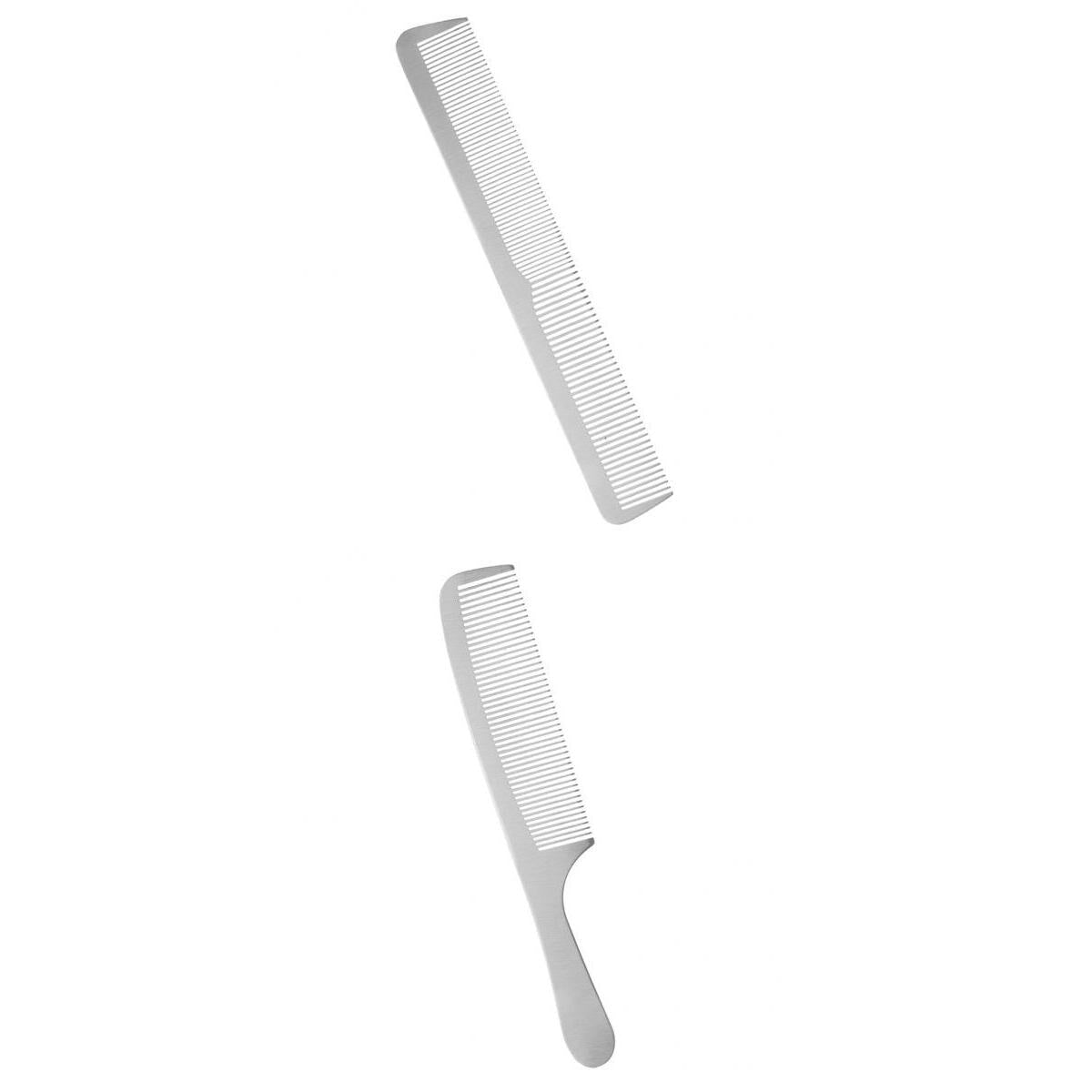 2 Pieces Stainless Steel Salon Barber Hairstyling Hairdressing Cutting Comb