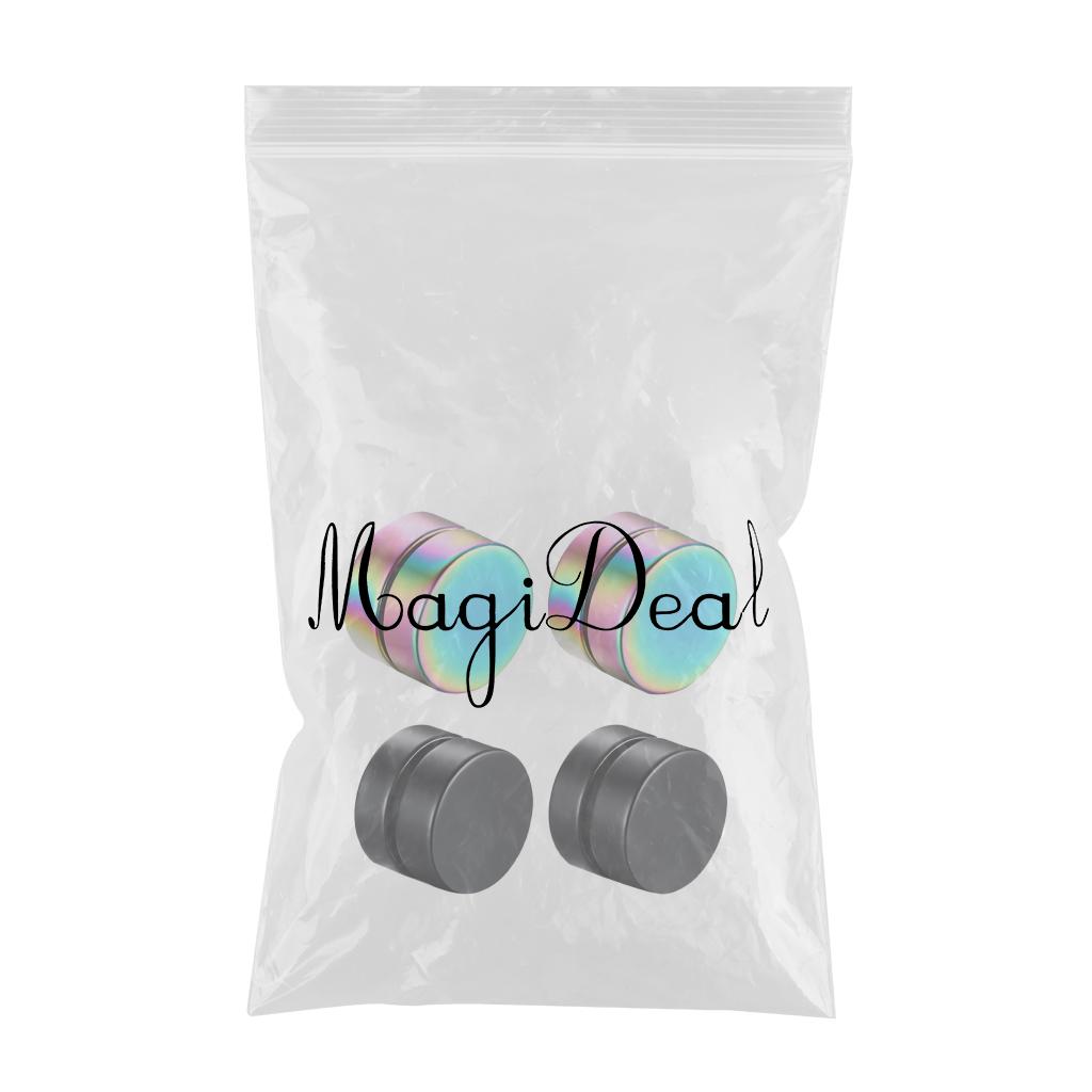 2 Pairs Stainless Steel Magnetic Stud Earrings for Men Women Non Piercing