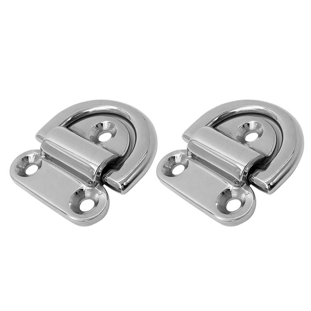 2pcs Small Folding Pad Eye Deck Lashing Ring Staple Cleat for Trailer Boat