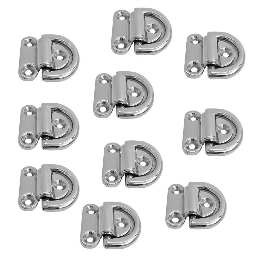 10pcs Small Folding Pad Eye Deck Lashing Ring Staple Cleat for Trailer Boat