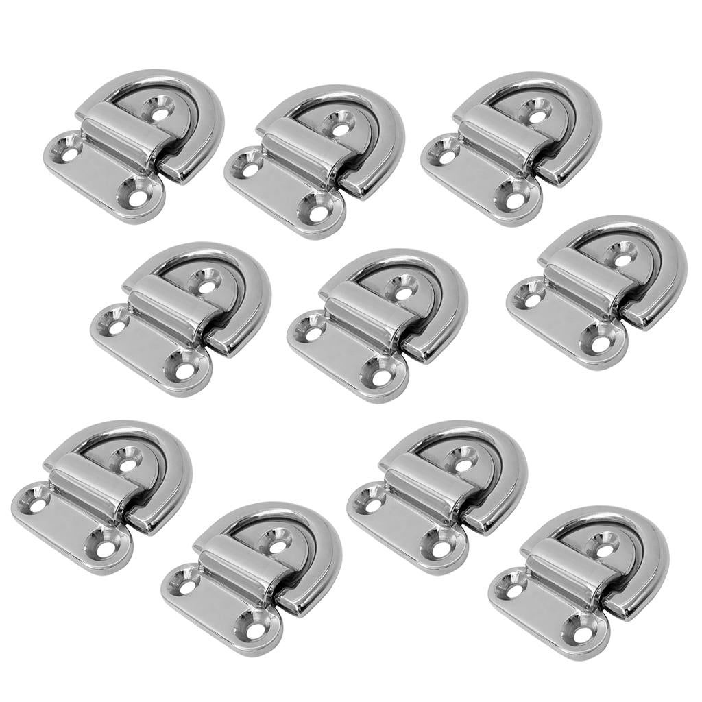 10pcs Large Folding Pad Eye Deck Lashing Ring Staple Cleat for Marine Boat